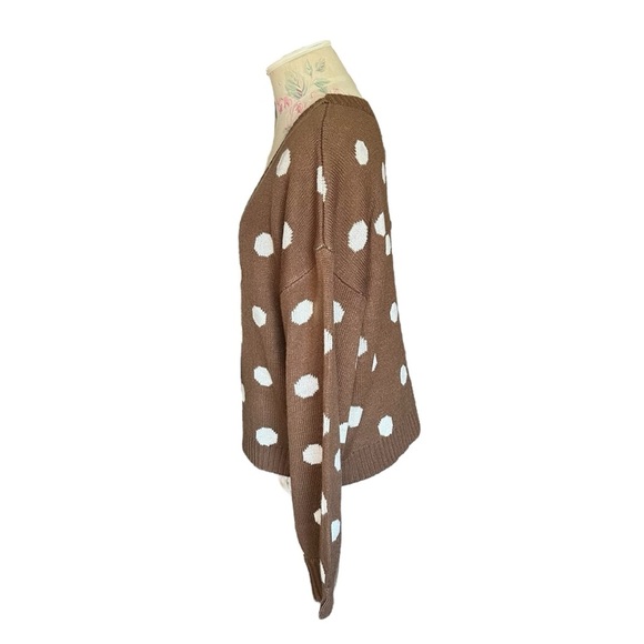 Blu Pepper Brown & White Polka Dot Cardigan – Size Medium - Picture 3 of 9
